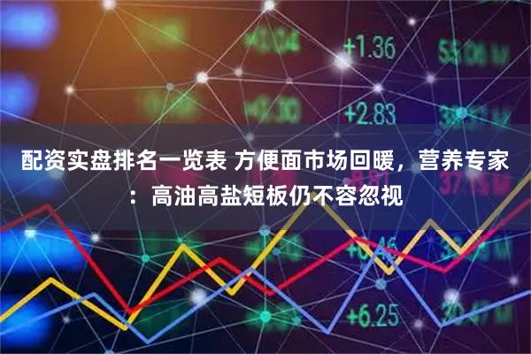 配资实盘排名一览表 方便面市场回暖，营养专家：高油高盐短板仍不容忽视